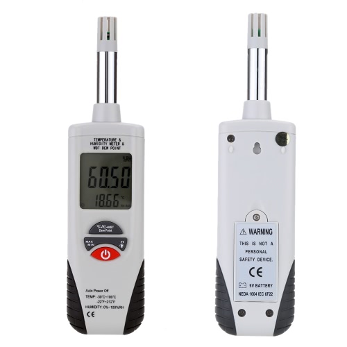 

High Accuracy Hand-hold Digital Thermometer Hygrometer LCD Display Temperature Meter Humidity Tester Wet Bulb/Dew Point Temperature Detector for Home Industrial Laboratory Engineer -30℃ to 100 ℃ 0%-100%RH