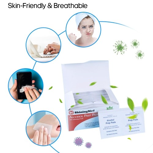 

100Pcs Disposable 70% Ethanol Swabs Pads Home Use Skin Clean Cleaning Wipes