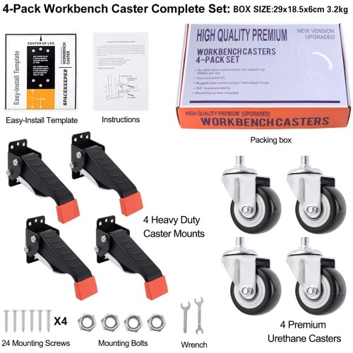 

Aluminum Alloy 360 Degrees Rotation Worktable Moving Casters Workbench Casters Woodworking DIY Tools with 660lb Load Capacity