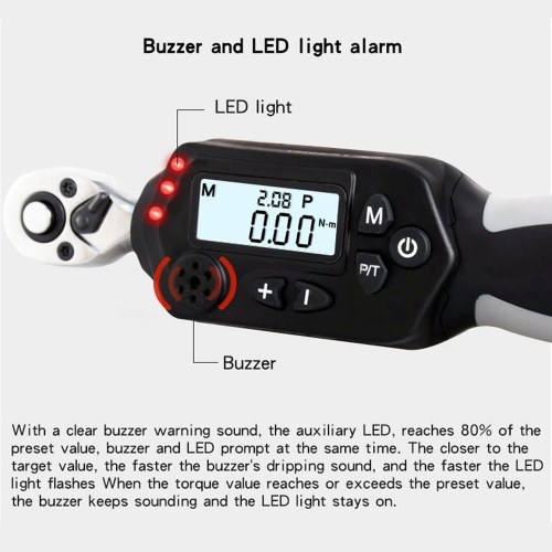 

High Accuracy Mini Digital Display Backlight Torque Wrench Ratchet Torque Detection Tool with LED Light Buzzer Alarm