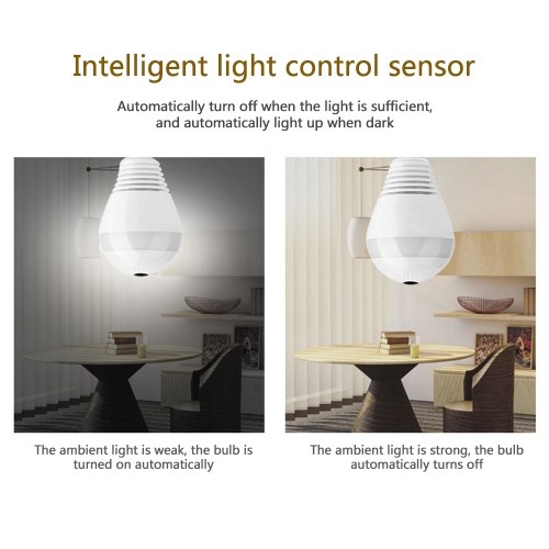 

Cordless Smart Home Bulb Camera 360 Degree Panoramic Remote Monitor 2 Million Single Light Source