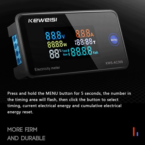 AC50-300V Digital Voltmeter Ammeter Power Current Voltage Temperature Humidity Measurement Device 10A/100A Close-CT Open-CT Optional