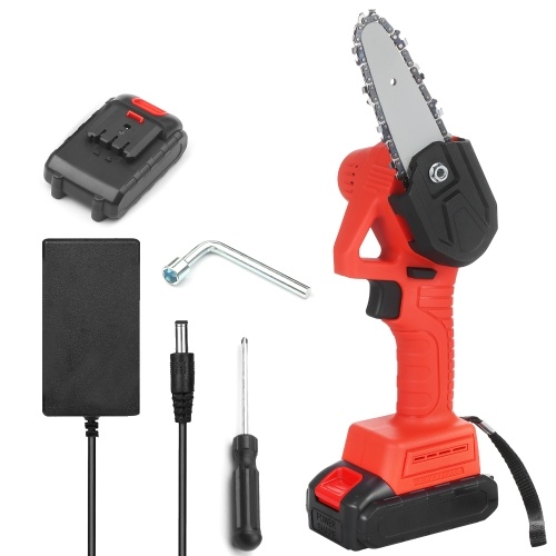 

21V Cordless Chainsaw with 2.0Ah Battery and Charger 4-Inch Mini Chain Saw Electric Pruning Saw for Cutting Wood Tree Trimming Woodworking