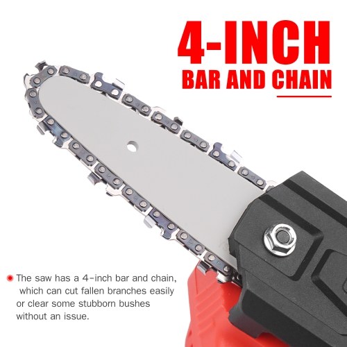 

21V Cordless Chainsaw with 2.0Ah Battery and Charger 4-Inch Mini Chain Saw Electric Pruning Saw for Cutting Wood Tree Trimming Woodworking