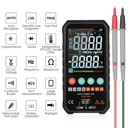 Super Slim Palm Size 3.3-inch LCD Digital Multimeter 6000 Counts True RMS Universal Meter 