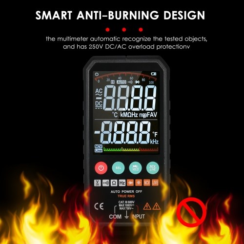 Super Slim Palm Size 3.3-inch LCD Digital Multimeter 6000 Counts True RMS Universal Meter 