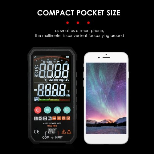 Super Slim Palm Size 3.3-inch LCD Digital Multimeter 6000 Counts True RMS Universal Meter 