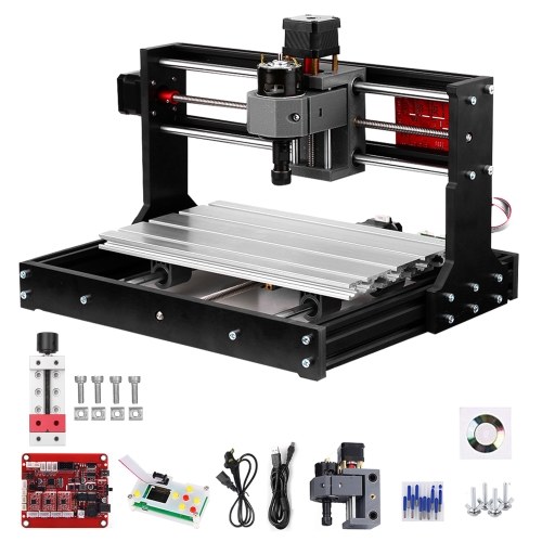 3018 Pro GRBL Control DIY Mini CNC Machine 3 Axis Pcb Milling Machine Wood Router Engraver 2-Inch Mini Drill Press Vise + Upgrade Version CNC