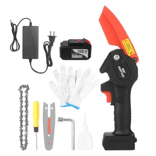 

21V Mini Cordless Chainsaw 4-Inch Electric Brush Pruning Saw 4.0A Rechargeable Lithium Battery