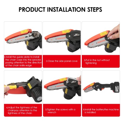 

21V Mini Cordless Chainsaw 4-Inch Electric Brush Pruning Saw 4.0A Rechargeable Lithium Battery