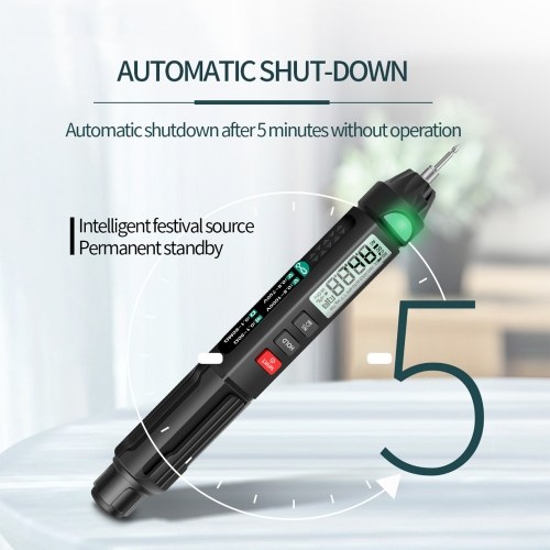 ANENG A3007 Pen Multimeter 6000 Counts Digital Multimeter Meter Tester with LCD Display Backlight Flashlight NCV Auto-off Multiple Accessories for Voltage Current Resistance Capacitance Diode Continuity Test 