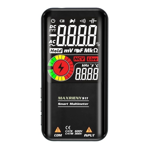 

MAXRIENY S10/S11 (Optional) 3.3 Inch LCD Display Screen Multifunction Multimeter Temperature NCV Voltage Resistance Capacitance Frequency Duty Ratio Diode Continuity Test Function 9999 Maximum Display Value