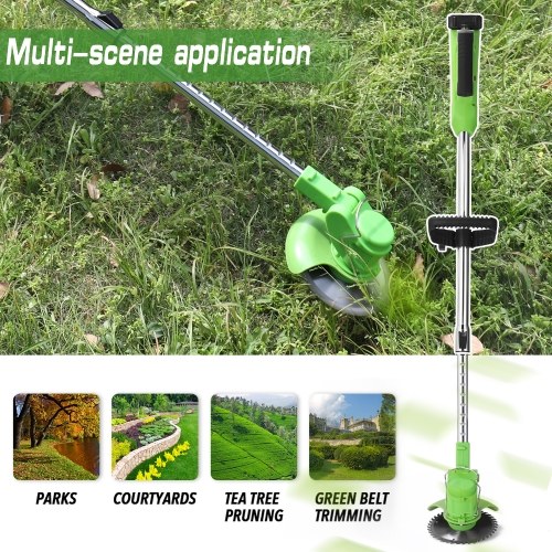 

Electric Lawn Mower Rechargeable Li-ion Battery Cordless Grass Trimmer Auto Release Household Portable Garden Home Trimming Machine for Gardening Green