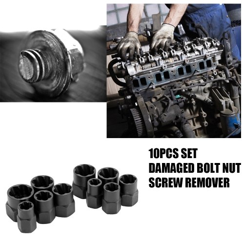 

10pcs Damaged Bolt Nut Screw Remover Tool Kit Damaged Bolt Removal Set Damaged Bolt Nut Screw Removal Socket