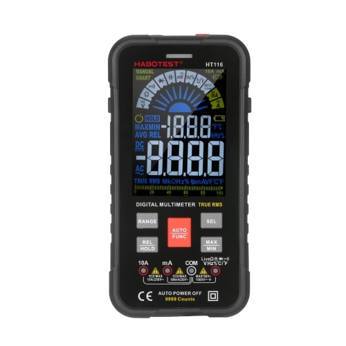 HABOTEST HT116 Multimètre numérique 9999 Comptes True RMS Auto-off NCV Voltmètre Universel Ampèremètre Multimètre Testeur pour Tension DC/AC Résistance Courant Capacité Fréquence Température