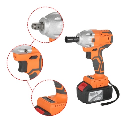 

Cordless Brushless Impact Wrench 1/2 Inch 380Nm High Torque 4.0A Li-ion Battery Variable Speed Fast Charger with Carry Box Socket & Multiple Accessories for Home Motorcycle