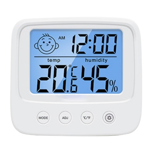 

Multifunctional Temperature And Humidity Meter Temperature + Humidity + Time + Date + Alarm Clock (with backlight)
