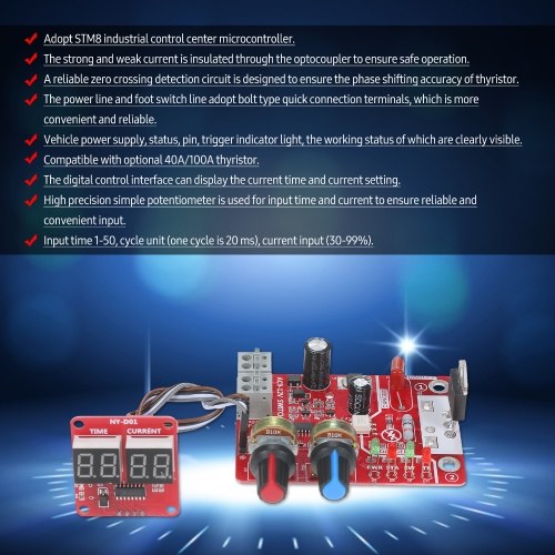 

40A Spot Welding Control Board DIY Control Board Digital Display Single Chip Microcomputer for Adjusting Time and Current
