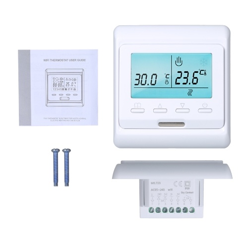 Sensor embutido de termostato inteligente programável WiFi com display LCD Controlador de temperatura digital APP Controle remoto (3A com WiFi)