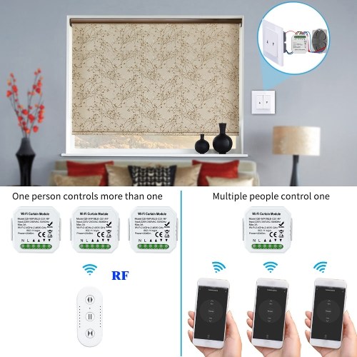 

Tuya WiFi RF Intelligent Curtain Switch Modification Module Intelligent Curtain Switch Module Mobilephone APP Remotes Control Compatible with Alexa Google Home Voice Control Timing Family Sharing Control