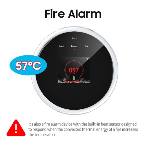

Wifi Детектор утечки газа Пожарная сигнализация Настенная конструкция APP Control Smart Wi-Fi Natura Gas / LPG Tester с ЖК-дисплеем (тип USB)