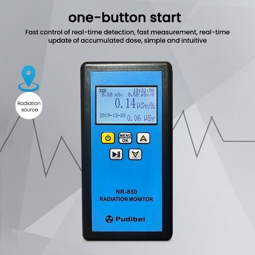 NR-750 Handheld Portable Nuclear Radiation Detector LCD Display Household Radioactive Tester Geiger Counter β Y X-ray Detection Sound Vibrations Light Triple Alarm Practical Nuclear Radiation Detector 