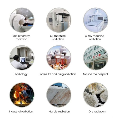 NR-750 Handheld Portable Nuclear Radiation Detector LCD Display Household Radioactive Tester Geiger Counter β Y X-ray Detection Sound Vibrations Light Triple Alarm Practical Nuclear Radiation Detector 