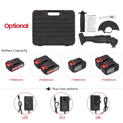 

Lithium Battery Angle Grinder Portable Battery-operated Electric Grinder Machine with Li-ion Battery & Charger 2-Position Handle Metal Wood Cutting Grinding Polishing