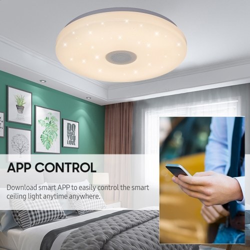 

Smart Music Ceiling Light 13-inch 36W Flush Mount LED Ceiling Lamp with BT Speaker White & RGB Multicolored Dimmable Ceiling Lights BT APP Control Remote Control Timing Function Intelligent LED Lamps