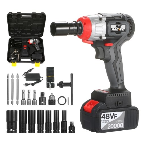 

NANWEI Cordless Impact Wrench Kit Brushless Drill 1/2 & 1/4 Inch Quick Chuck 380Nm Torque Fast Charger 4.0A Battery Variable Speed Multifunction Impact Kit with 18 Accessories and Carrying Box