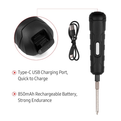 

4.2V Mini Cordless Screwdriver Kit with 8 Screw Bits Slotted Cross Pozi, Hand Tool Electric Screwdriver Type-C USB Rechargeable Handheld Screw Driver Forward/ Reverse Rotation, with Zipper Storage Bag
