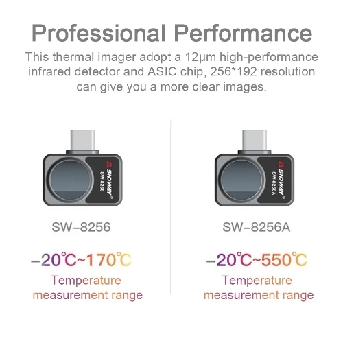 

SNDWAY SW8256 -20℃~170℃ USB Type-C Connection Portable Thermal Imager
