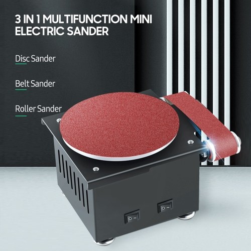 

Mini Bench Belt and Disc Sander Electric Edge Sharpener 7 Variable Speed 10 Sanding Discs/ Belts DIY Benchtop Sanding Polishing Grinding Machine for Wood Metal Acrylic
