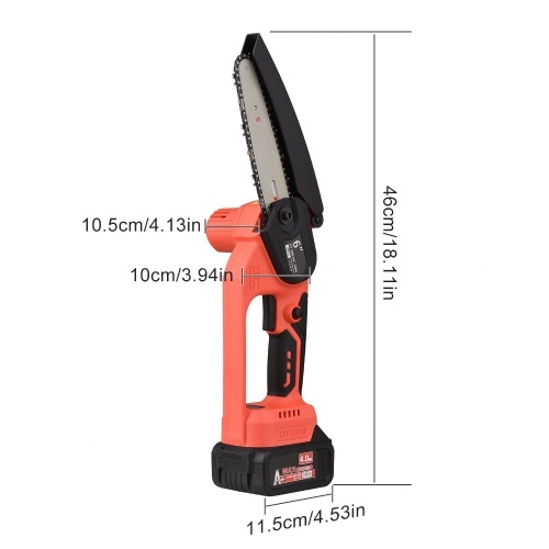 

21V Brushless Mini Cordless Chainsaw 6-inch Electric Chain Saw Handheld Pruning Saw 4.0Ah Rechargeable Battery Fast Charger Powered Tree Branch Pruner Pruning Shears Garden Tool for Tree Trimming Wood Cutting