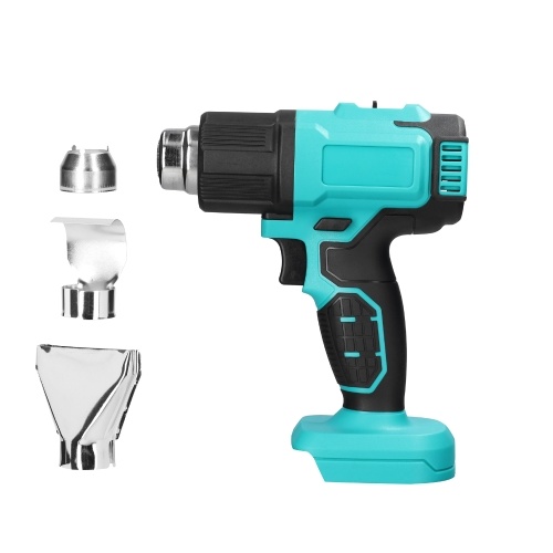 

300W 300-550℃ Two Level Temperature Lithium Portable Handheld Rechargable Cordless Hot Air Machine with Storage Box 3 Nozzles for Shrink Wrapping Heat Shrink Tube PVC