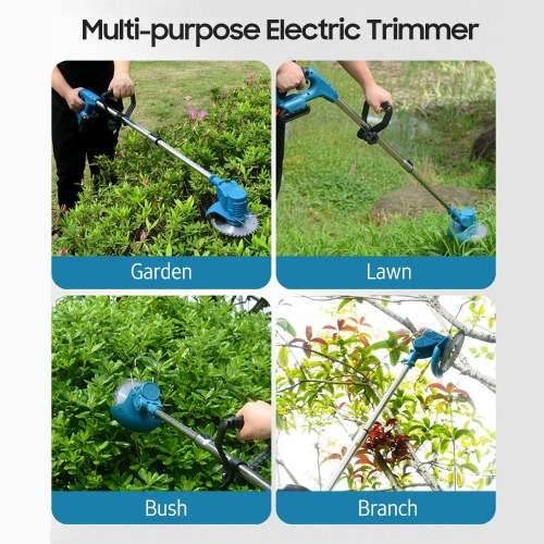 

21V Telescopic Handheld Cordless Grass Trimmer Electric Lawn Mower with Plastic/ Stainless Steel Blade, Circular Saw Blade (1PC 1500mAh Lithium Batteries)