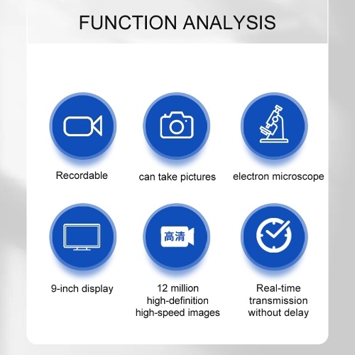 

Digital Microscope 12 Megapixel 1-1600X Continuous Magnification Microscope 9-inch LCD Screen Photo Video Playback Mode 16 Languages Optional Multifunction Microscope ( with bracket fill light)