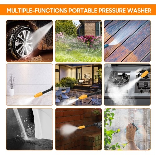 

Cordless Car High Pressure Washer Multi-Function Electric Cleaner with Adjustable Nozzle 20V Batteries Portable Power Washer Suitable for Washing Cars/Watering Flowers/Cleaning Floors BMC