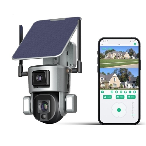 400W Wi-fi 10X Zoom Óptico Wire-free Bateria Solar Dupla Alimentação Inteligente Câmera Dual-lente Câmeras IP66 À Prova D 'Água Multifuncional Casa Humana de Rastreamento de Áudio bidirecional