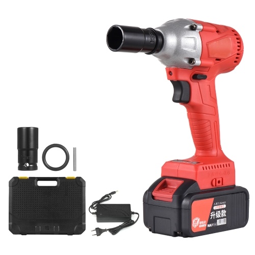 21V Cordless Brushless Impact Wrench with 1/2in Chuck 320N.m Torque 1980W Handheld Power Wrench Kit Electric Screwdriver Variable Speed with 3.0Ah Lithium Battery Fast Charger for Removing Nuts Bolts Auto Repair