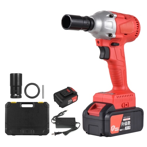 

21V Cordless Brushless Impact Wrench with 1/2in Chuck 320N.m Torque 1980W Handheld Power Wrench Kit Electric Screwdriver Variable Speed with 3.0Ah Lithium Battery Fast Charger for Removing Nuts Bolts Auto Repair