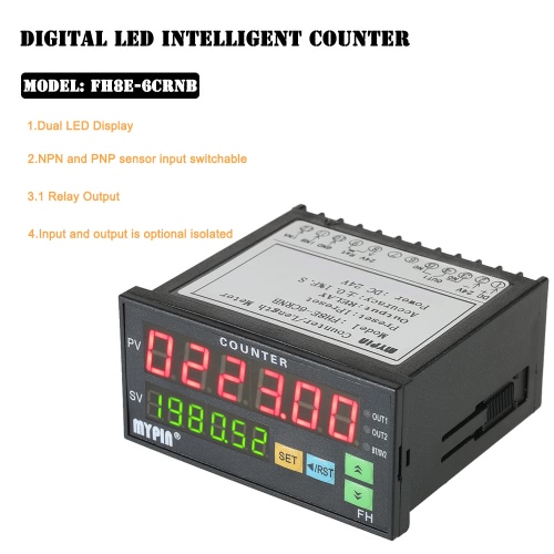 

MYPIN Multi-functional Intelligent 24V DC Preset 6 Digital Counter Length Counter Length Meter Relay Output PNP NPN