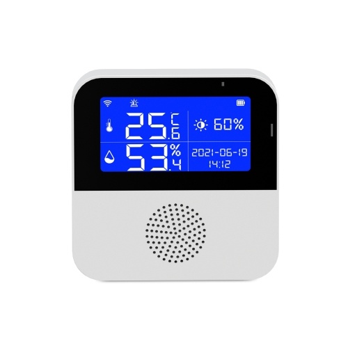 Wi-Fi Temperature Humidity Meter Indoor Hygrometer Temperature Sensor Alarm Tuya APP Control 2.9-inch LCD Backlight Display ℃ / ℉ with Time Date for Home