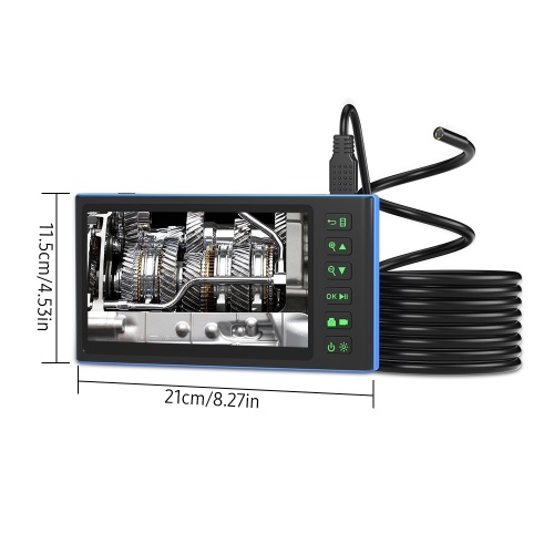 Dual Camera Endoscope with 7-inch IPS Color Screen Borescope with 6 LED Lights 1080P Photos Videos Snake Camera IP67 Waterproof 2 Million Pixels Inspection Camera with TF Card Slot 