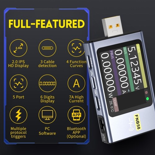 

Portable Digital Voltmeter Ammeter USB Tester TYPE-C Mobilephone Quick Recharge Protocol Testing Detection Tester Trigger Capacity Measurement Ripple Measurement