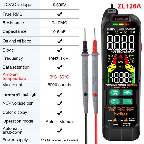 Digital Multimeter Professional Tester Meter Alternating Current Direct Current Voltage Multimetro True RMS Capacitance Temp Detector Multitester 
