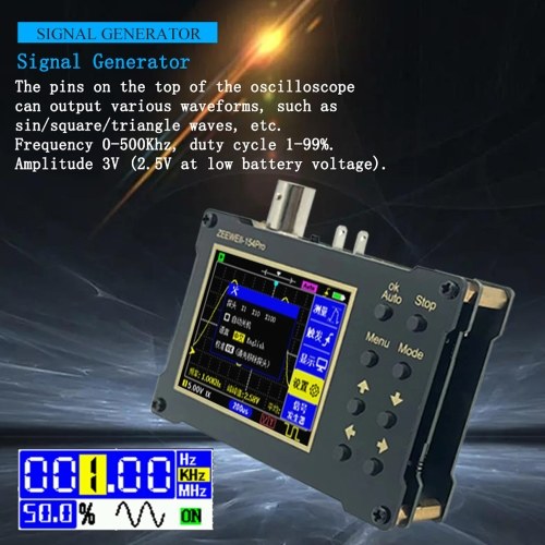 ZEEWEII DSO154Pro 320*240 Resolution 2.4-inch TFT Color Screen Digital Oscilloscope 40MSa/s Sampling Rate Support Signal Generator 