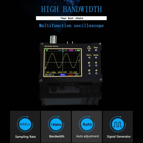 ZEEWEII DSO154Pro 320*240 Resolution 2.4-inch TFT Color Screen Digital Oscilloscope 40MSa/s Sampling Rate Support Signal Generator 
