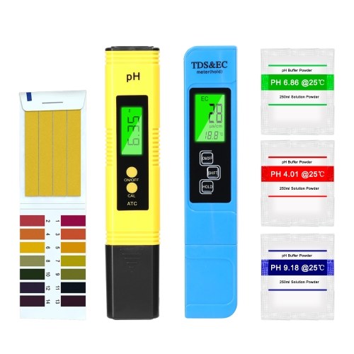 Professioneller PH Tester TDS / EC Test Stift Multifunktions Wasser PH Test Tool Set Handheld Wasser Detect Device Kit (ohne Bodendetektor)