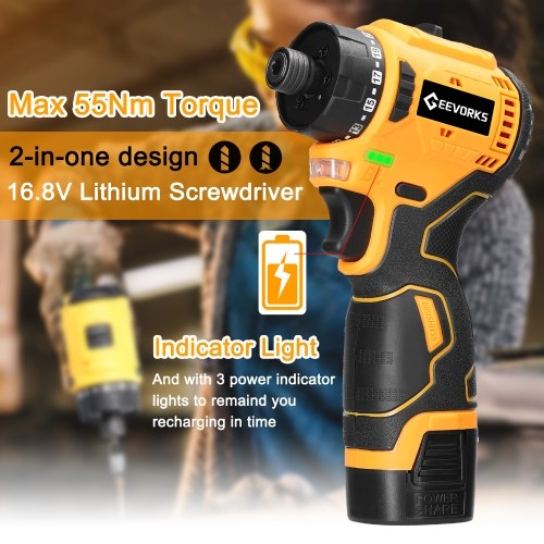 

16.8V Lithium Screwdriver 55Nm Torque Multifunctional Repairing Tool Kit Electric Screw Driver for Mobilephones Computers Home Appliances